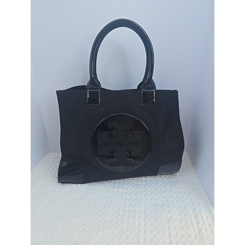 Tory Burch Black Nylon Patent. Ella tote bag large